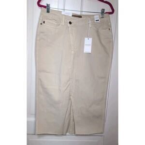 Judy Blue Beige Denim High Waisted Front Slit MIDI Skirt Women's XL NWT (1104)